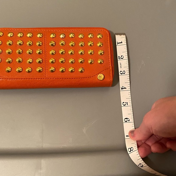 NWT Urban Expressions Orange Studded Zip Wallet Vegan - Picture 7 of 7